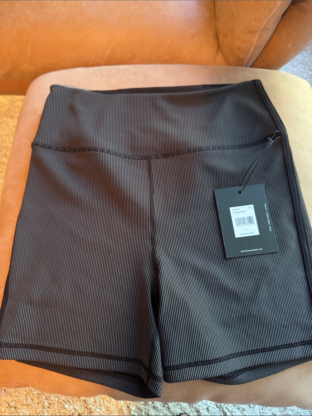 Spiritual Gangster Black Ribbed High-Waist Formosa Bike Shorts